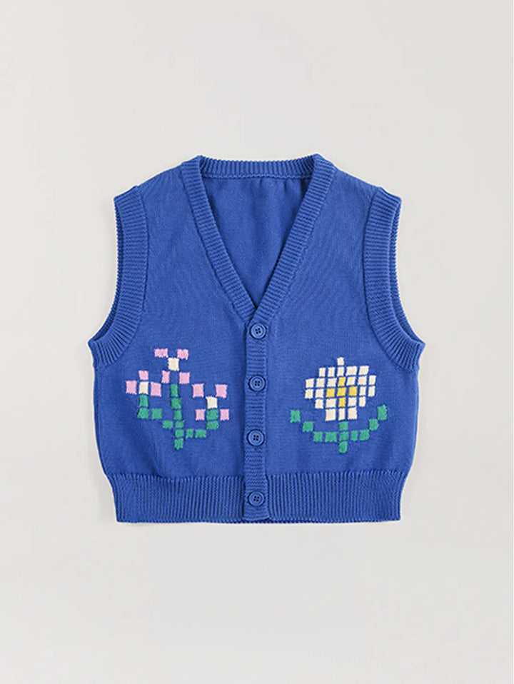 Pixel flower cotton vest