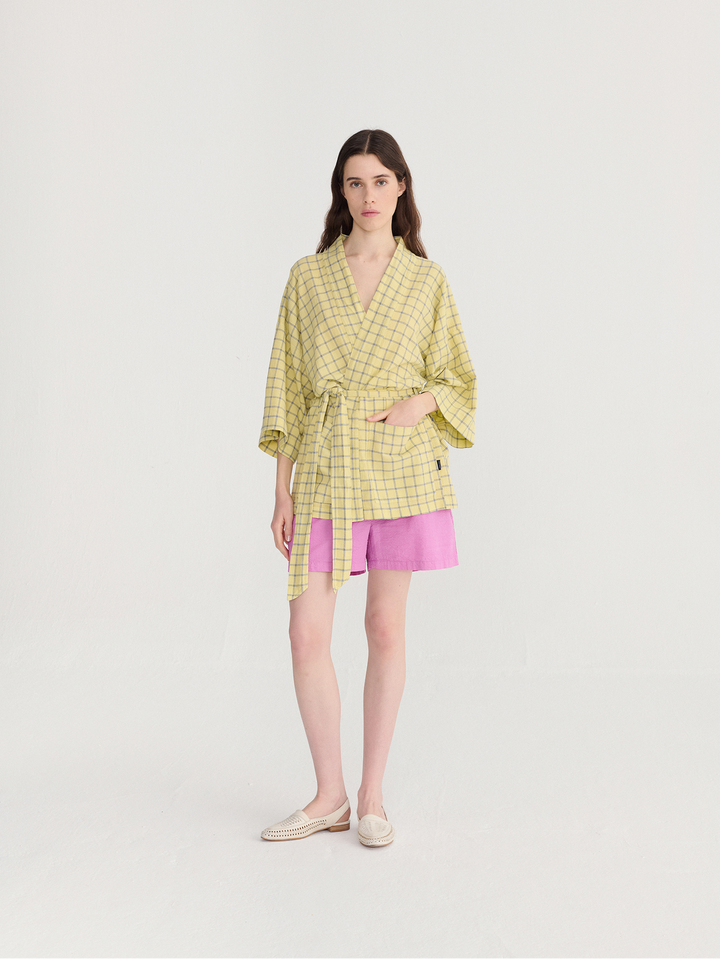 Kurzer Kimono Bambula-Kreppstoff Spicy Window
