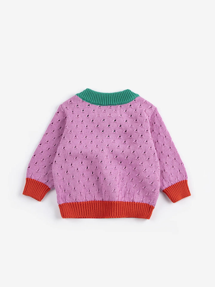 Color Block open work cardigan