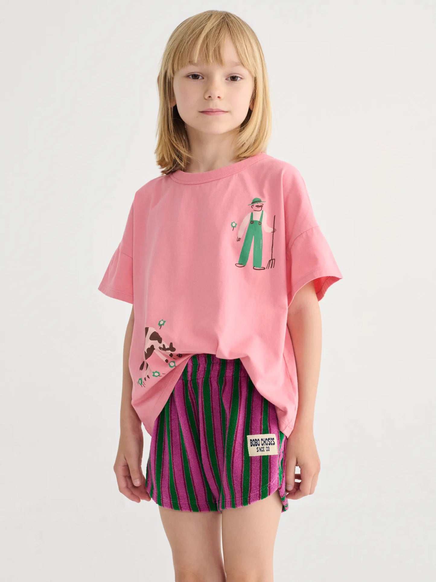 Striped terry cloth shorts