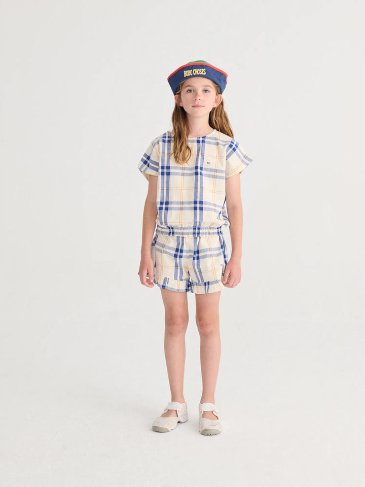 Fun Tartan ruffled woven shorts