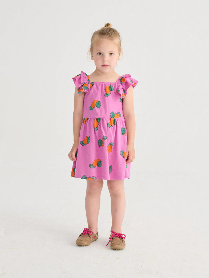 Tangerine all over ruffled dress