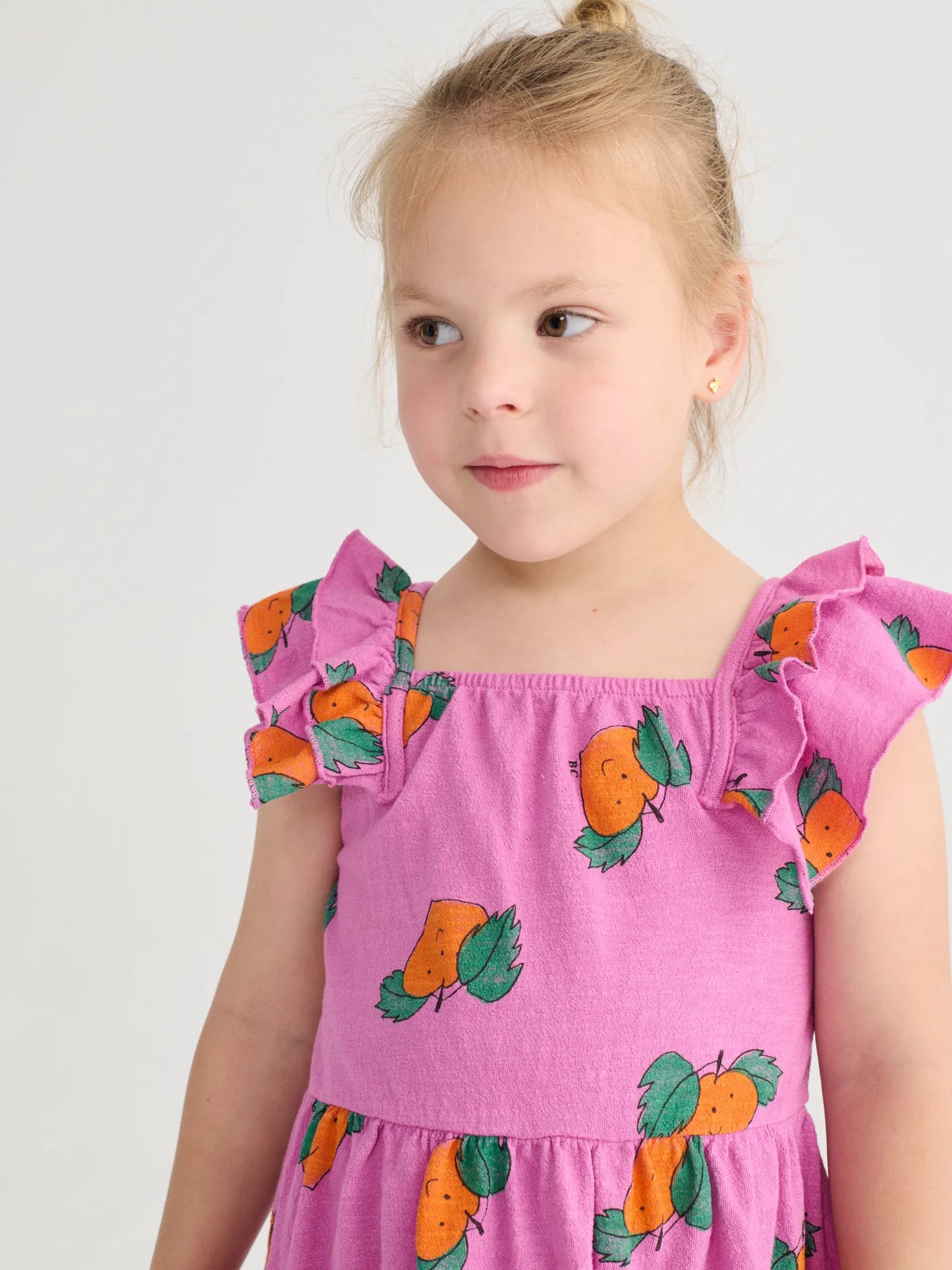 Tangerine all over ruffled dress