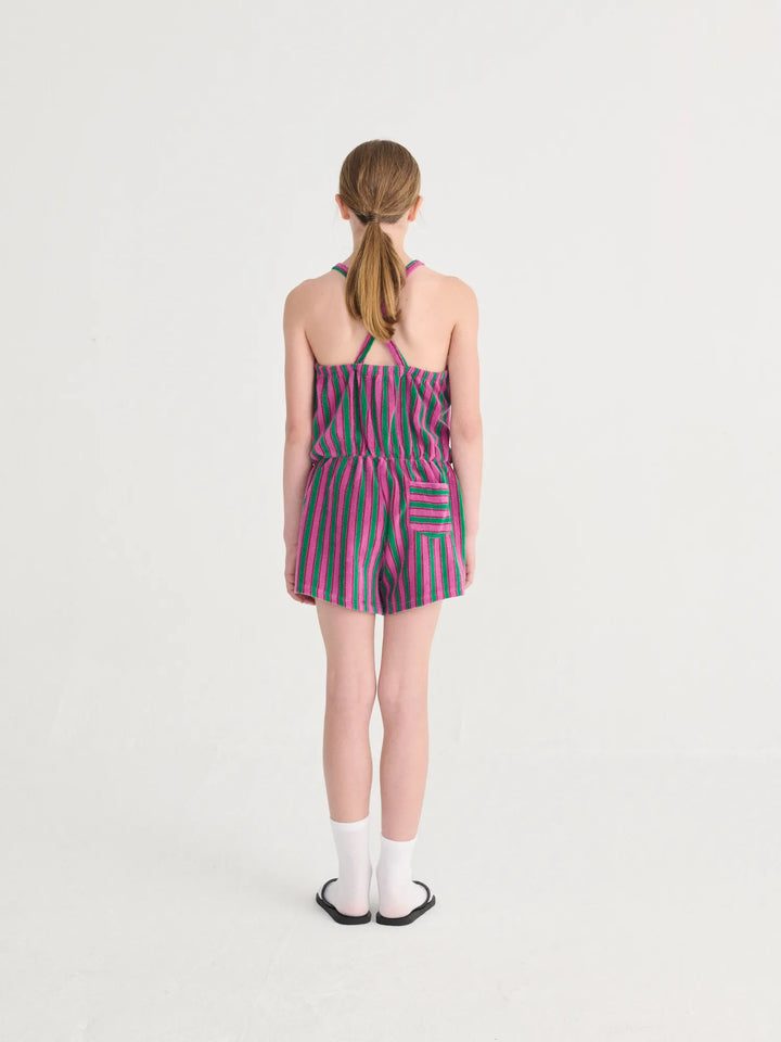 Striped terry cloth playsuit