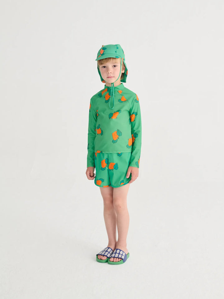 Curious Turnip all over swim trunks