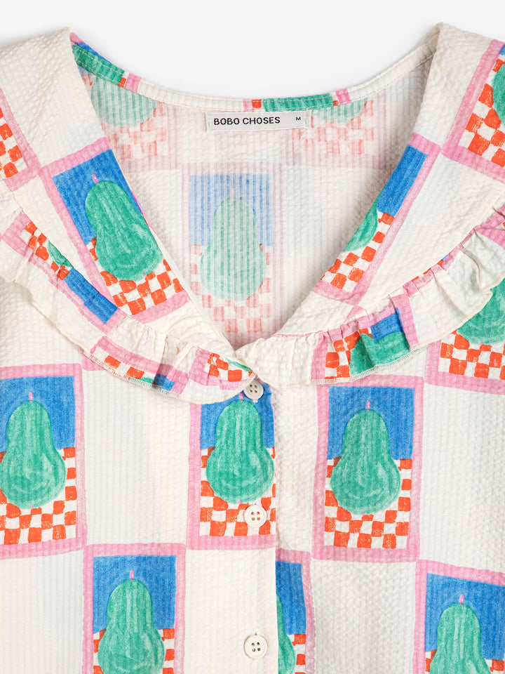 Simple pear pattern collar shirt