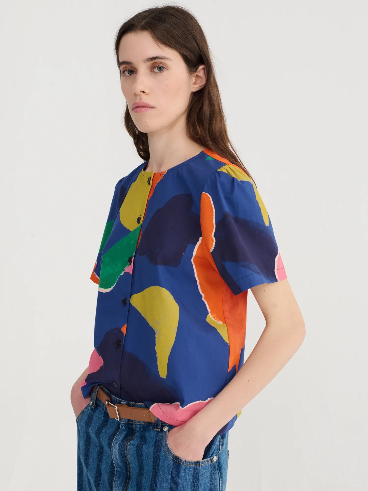 Blouse courte motif Blooming Color