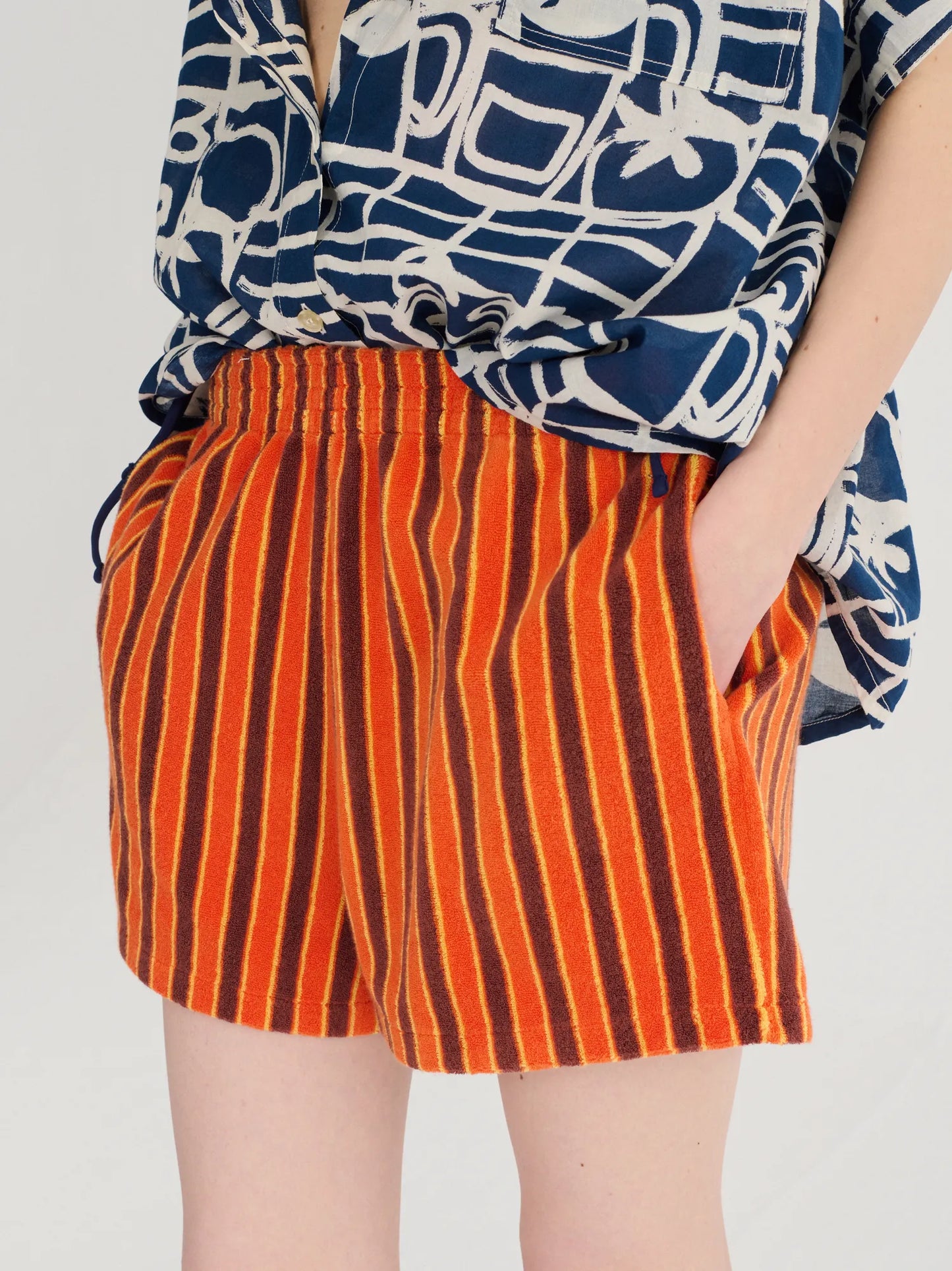 Striped terry shorts
