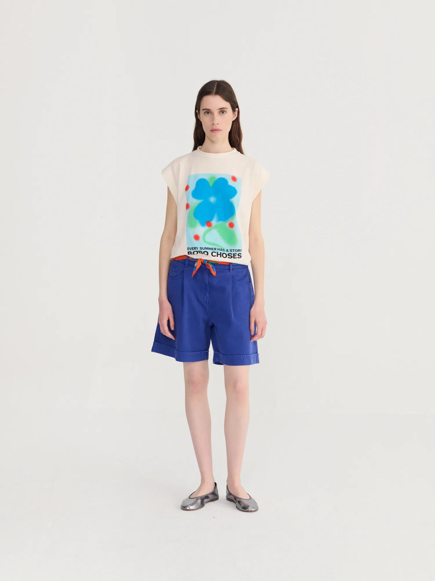 Pleated twill bermudas