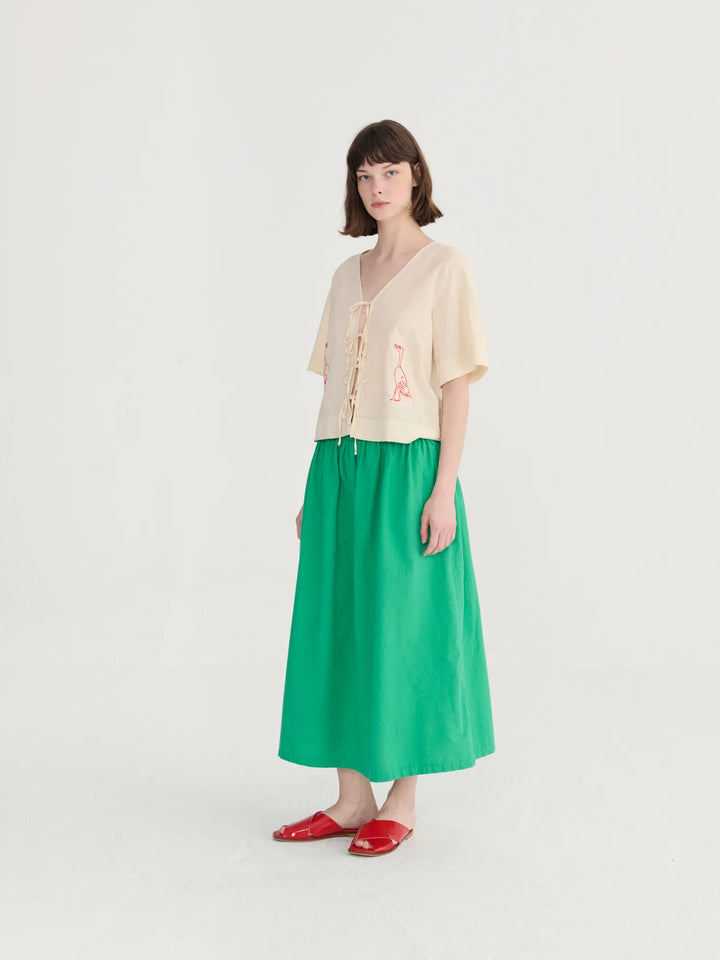 Recycled cotton evasé skirt