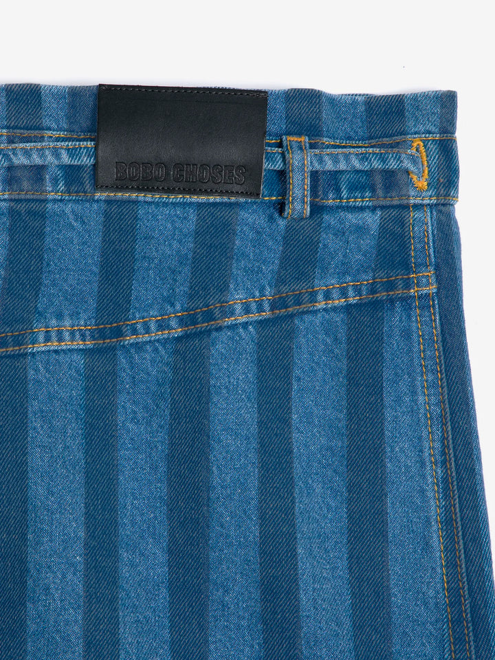 Striped denim wrap skirt