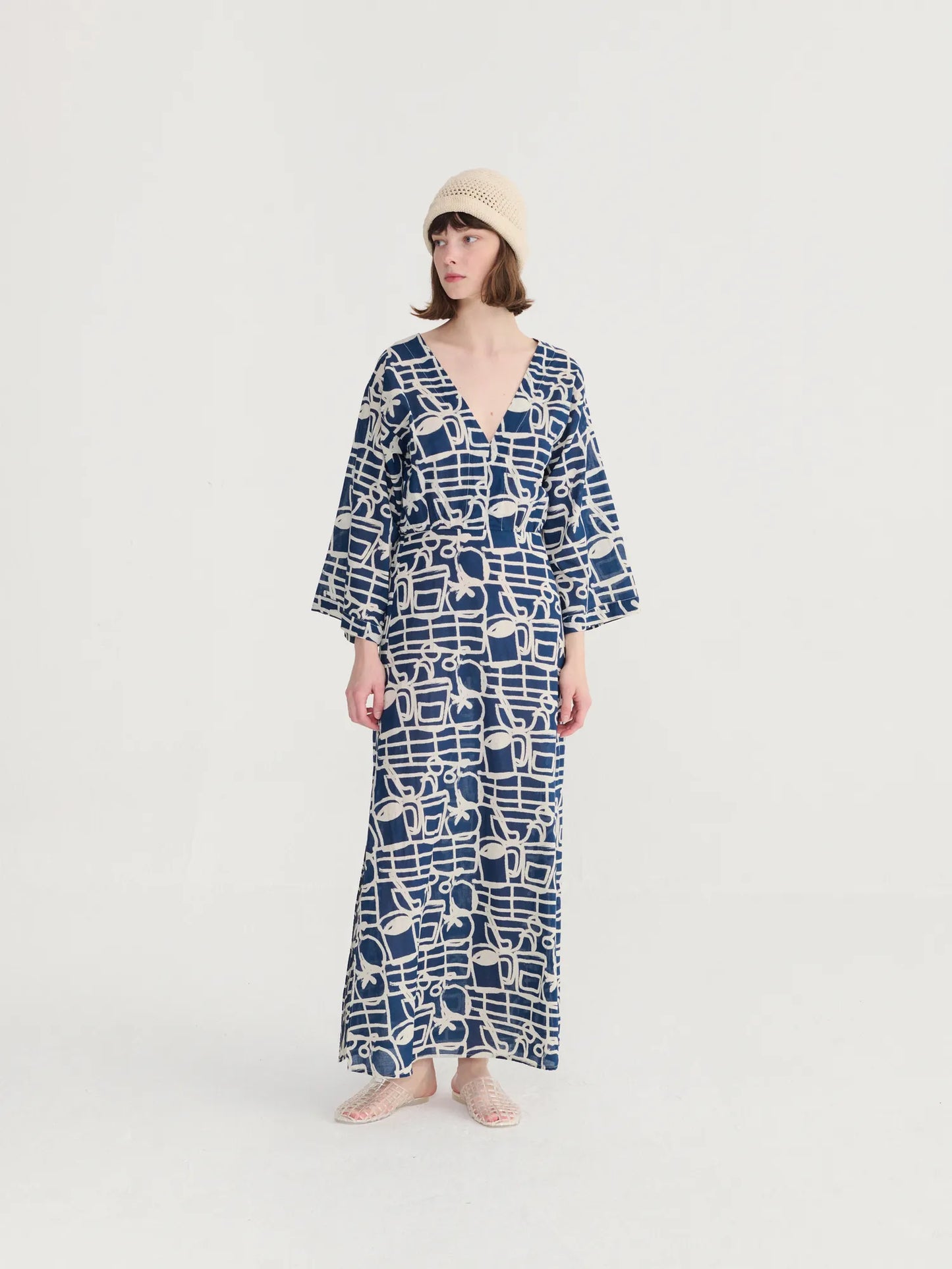 Cookery festival pattern v-neck dress