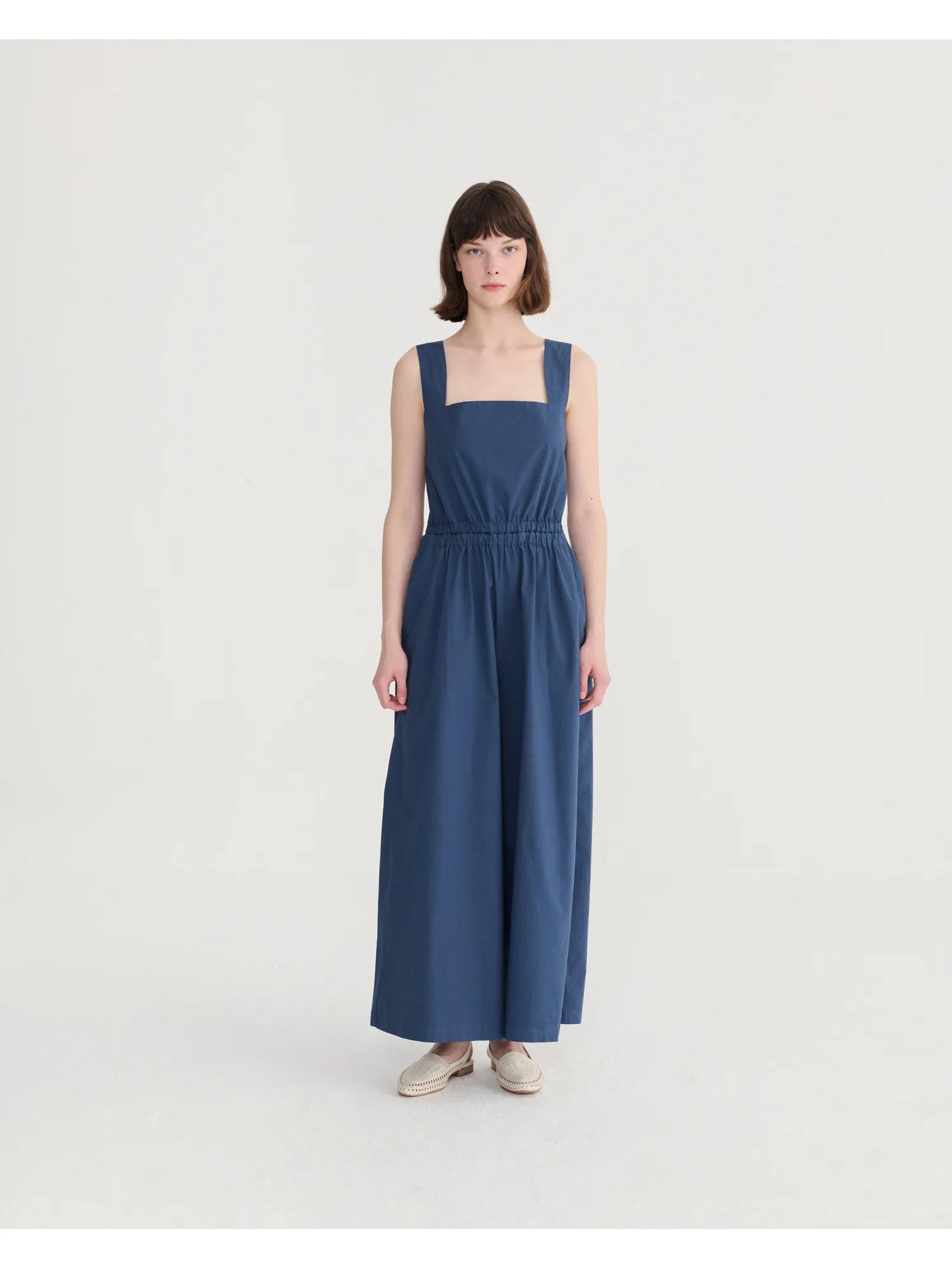 Textured cotton strap overall