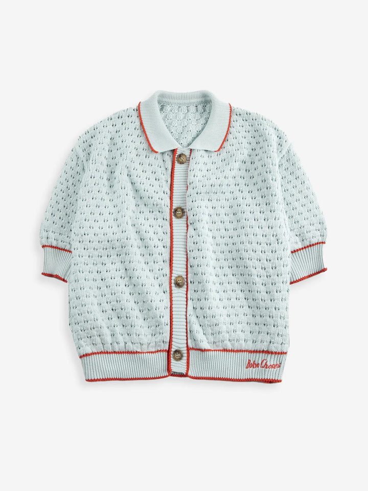 Openwork knitted cotton cardigan