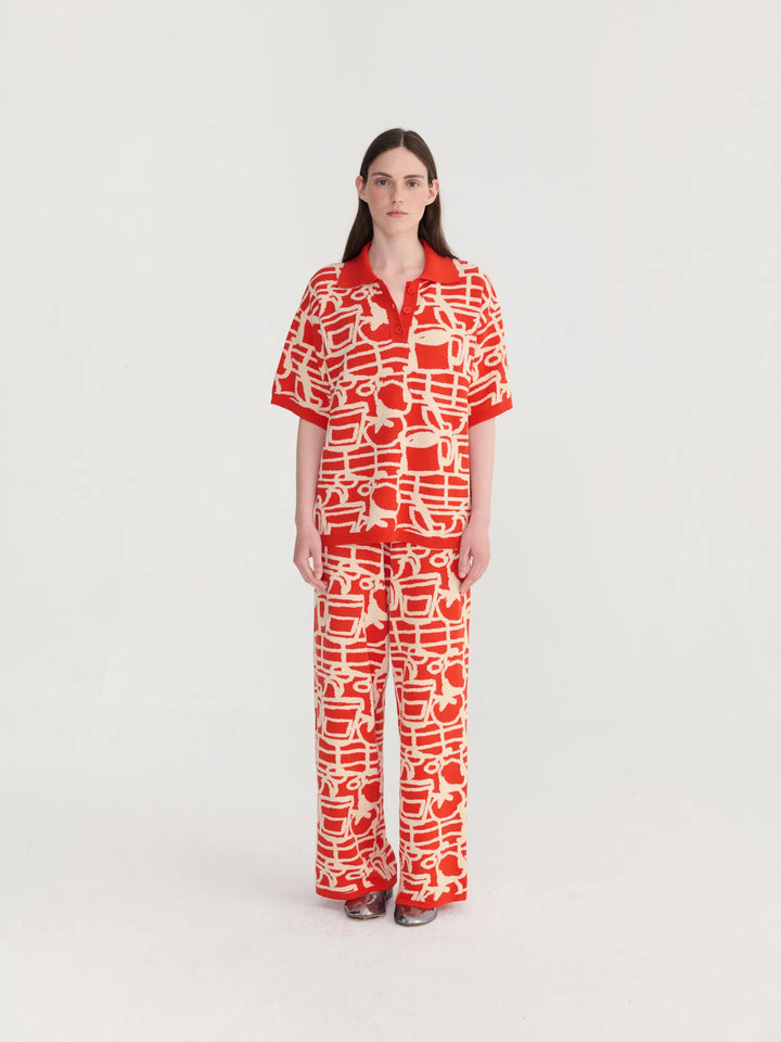 Cookery Festival jacquard knitted trousers