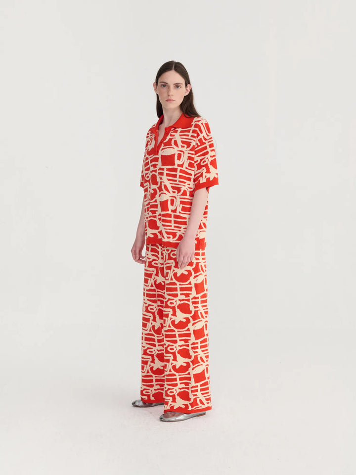 Cookery Festival jacquard knitted trousers