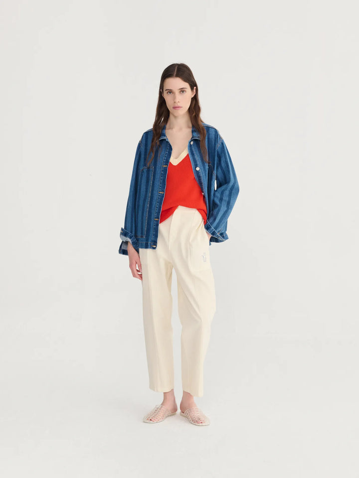 Gestreifte Jeansjacke