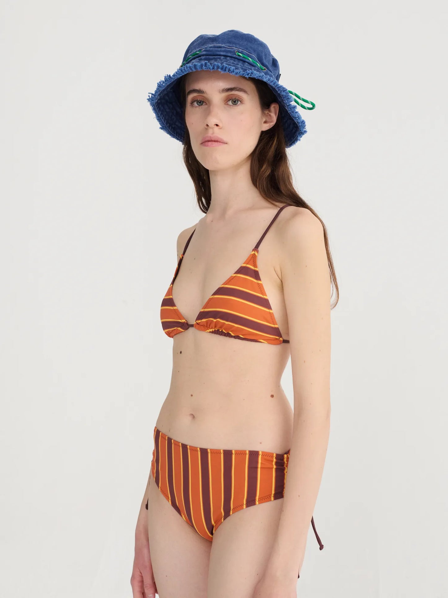 Stripes recycled triangle bikini top