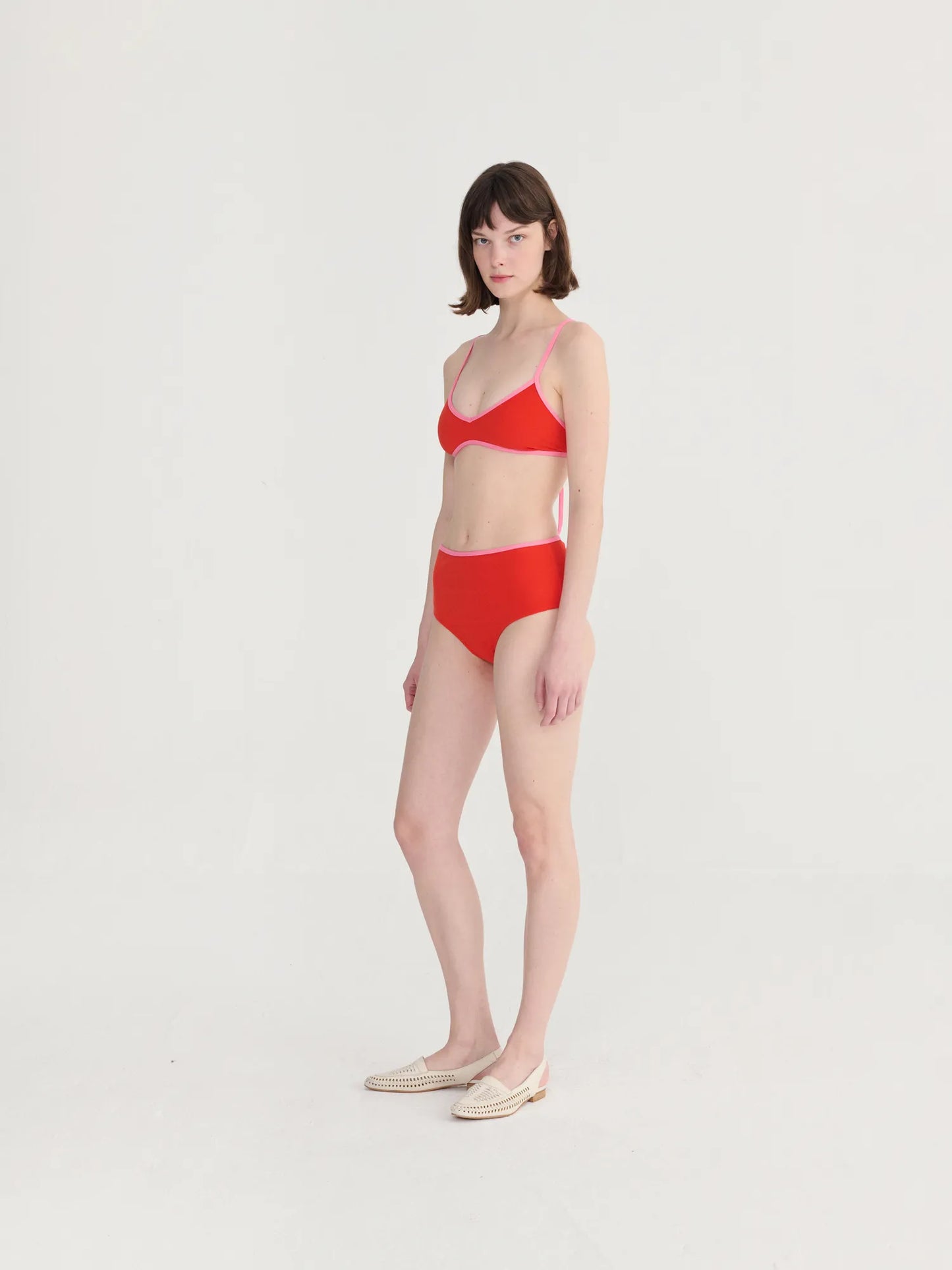 Bas de bikini taille haute en tissu éponge