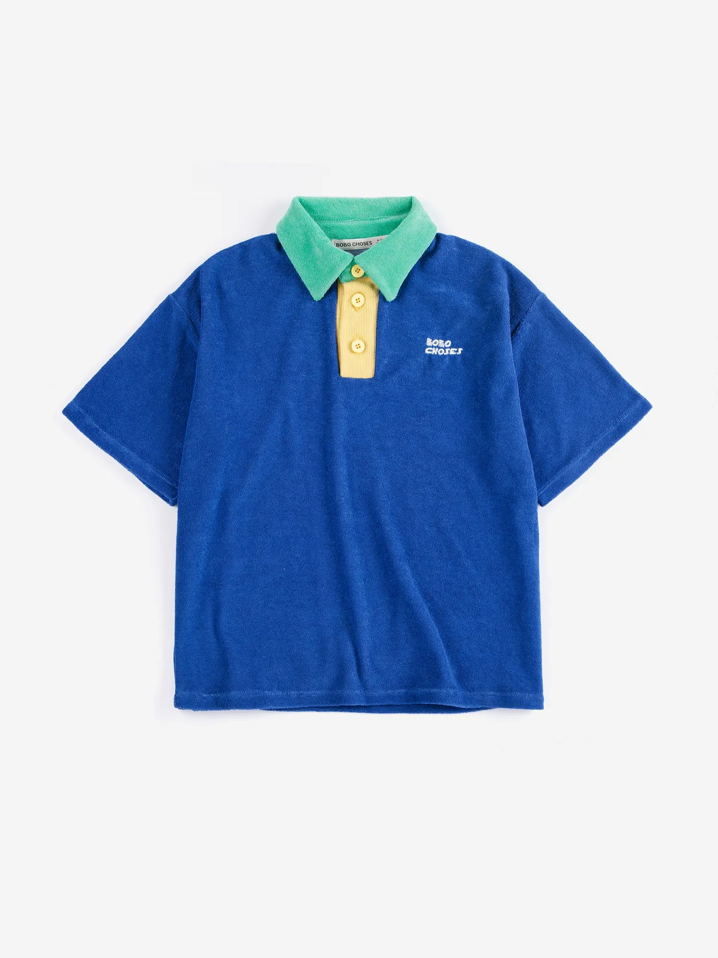 Color block terry cloth polo