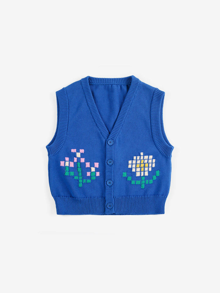 Pixel flower cotton vest