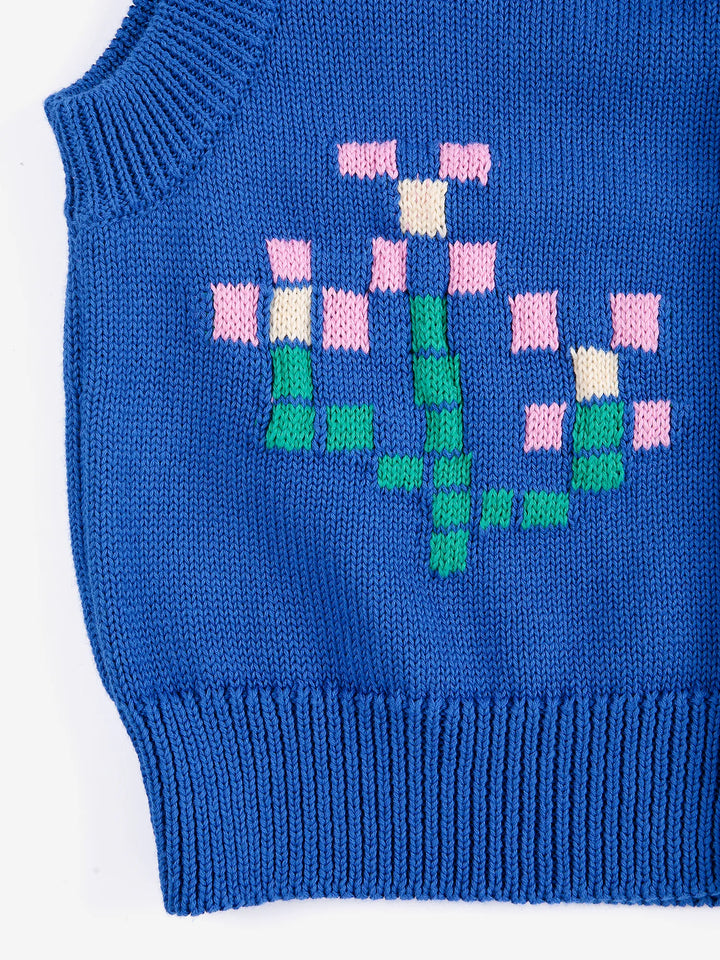 Pixel flower cotton vest