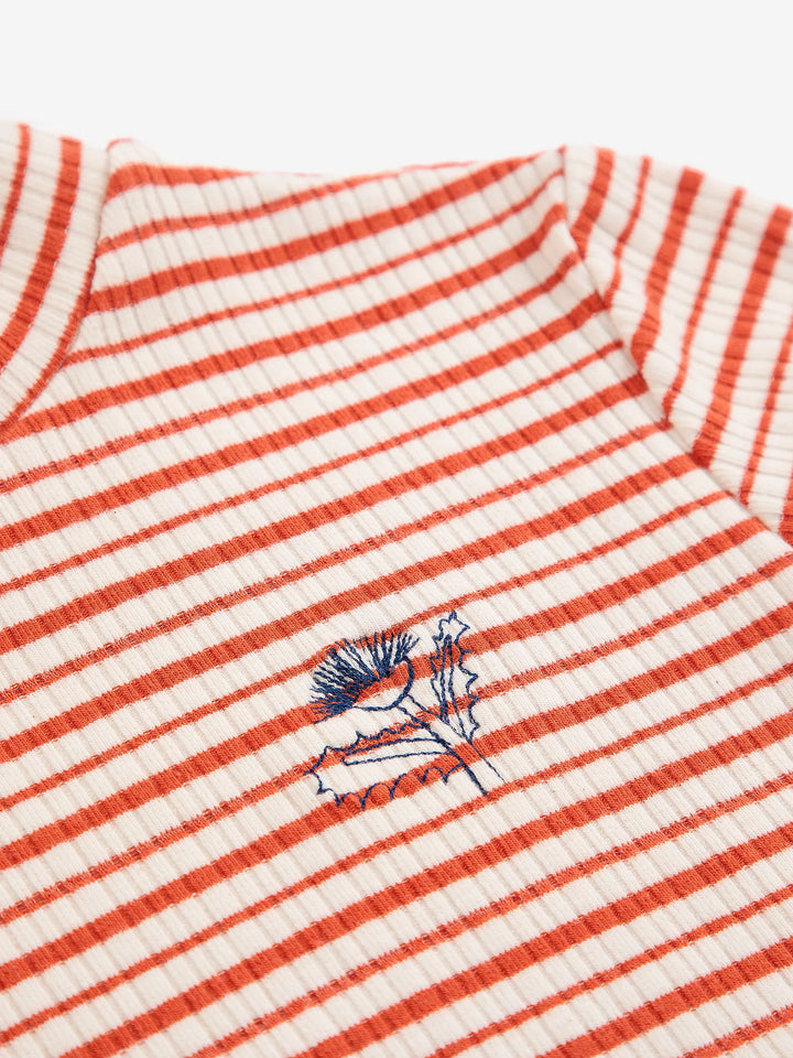 Energy Flower Stripes turtle neck T-shirt