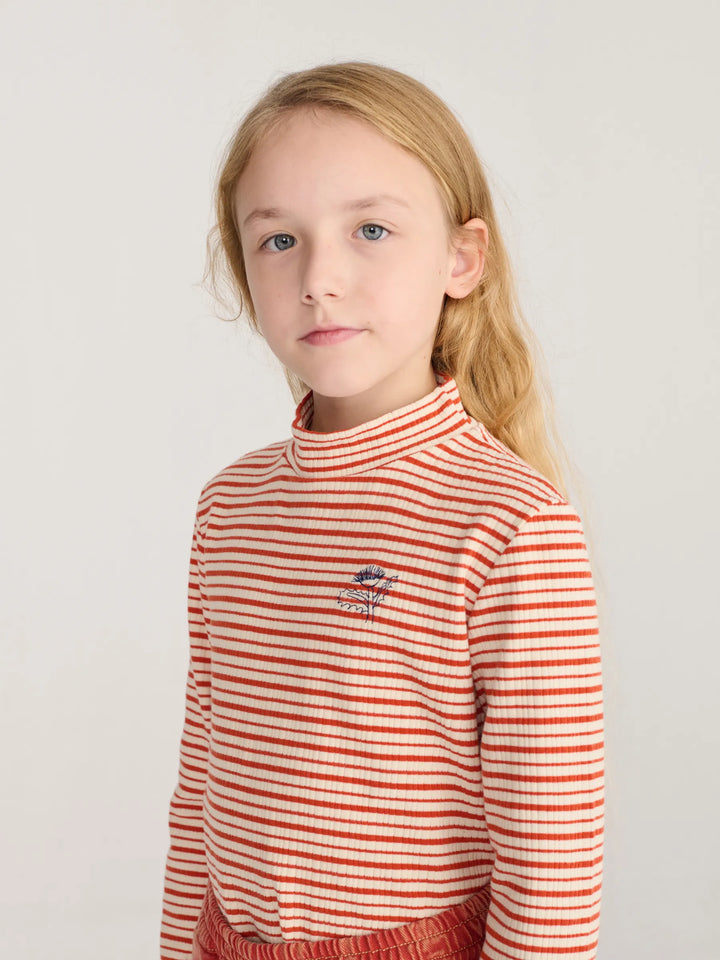 Energy Flower Stripes turtle neck T-shirt