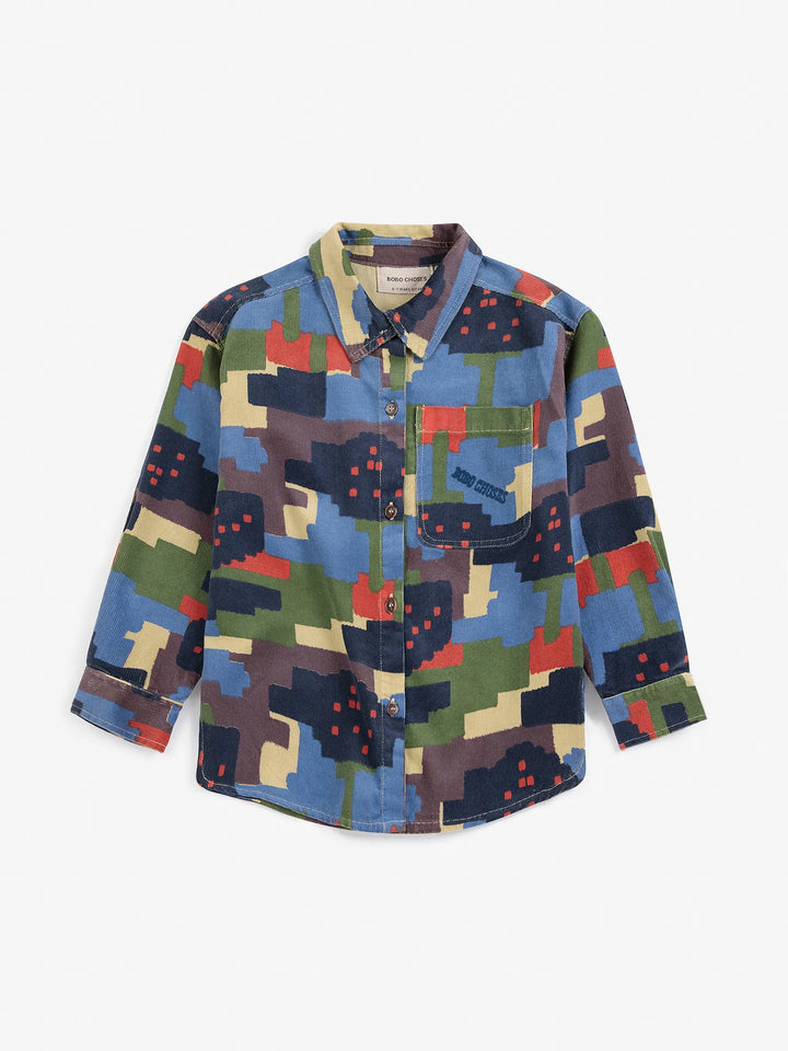 Paint Forest all over corduroy shirt