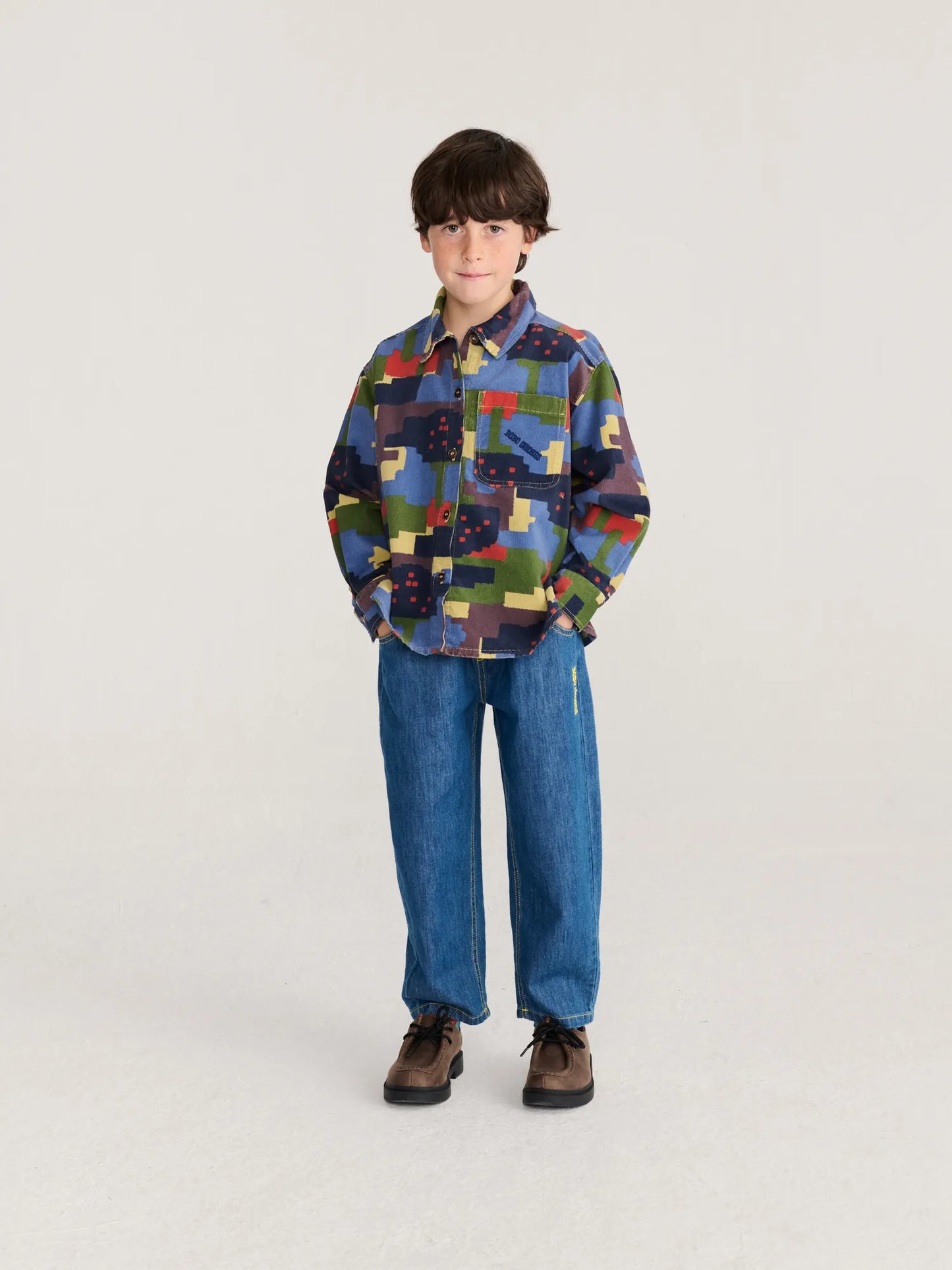 Paint Forest all over corduroy shirt