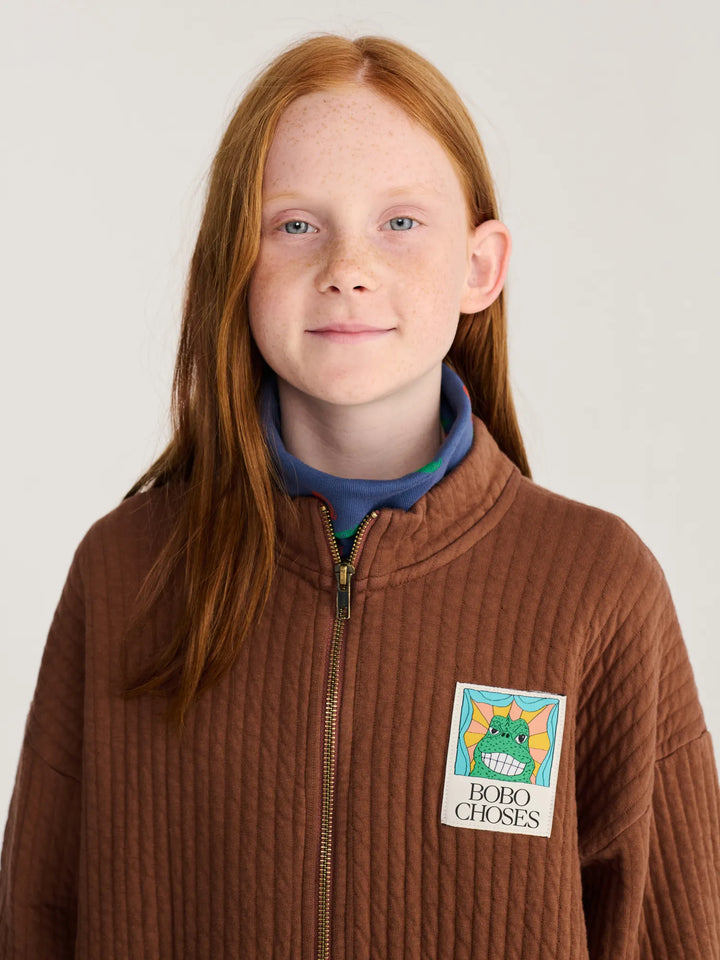 Beast Tag zipped quilted sweatshirt