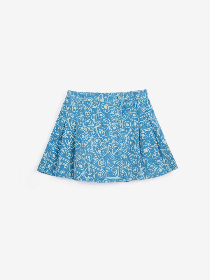 Sketchy Flowers all over corduroy skirt