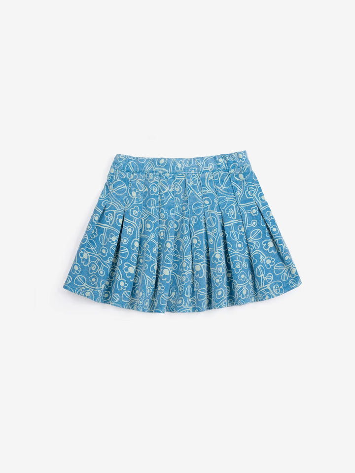 Sketchy Flowers all over corduroy skirt