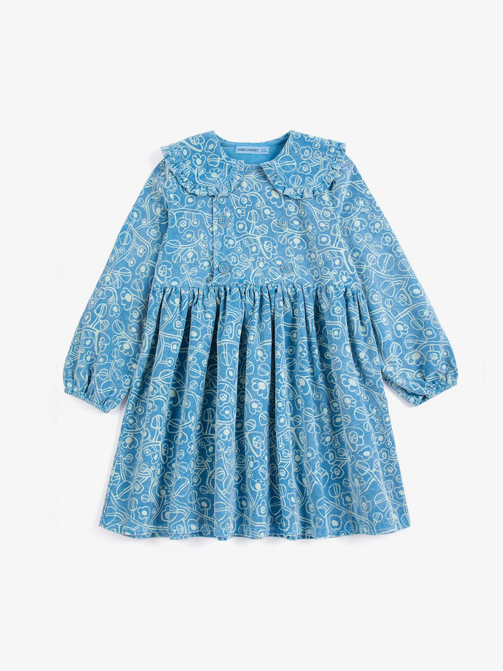 Sketchy Flowers all over corduroy dress