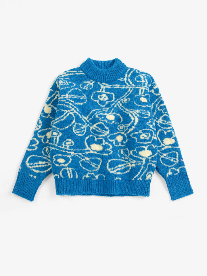 Sketchy Flowers all over jacquard jumper