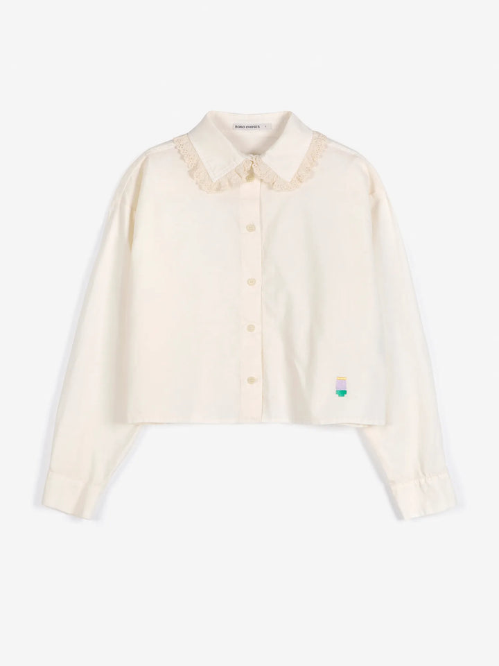 Lace ending poplin shirt