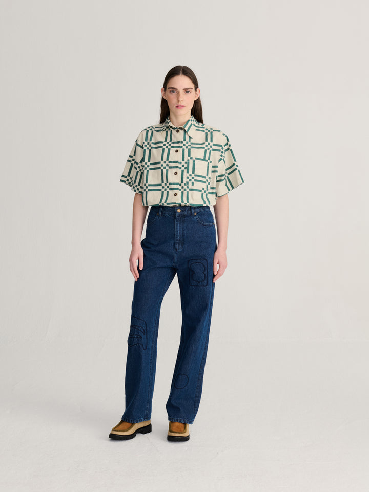 Squares all over poplin shirt