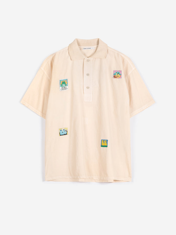 Bobo Labelled oversize poplin polo shirt