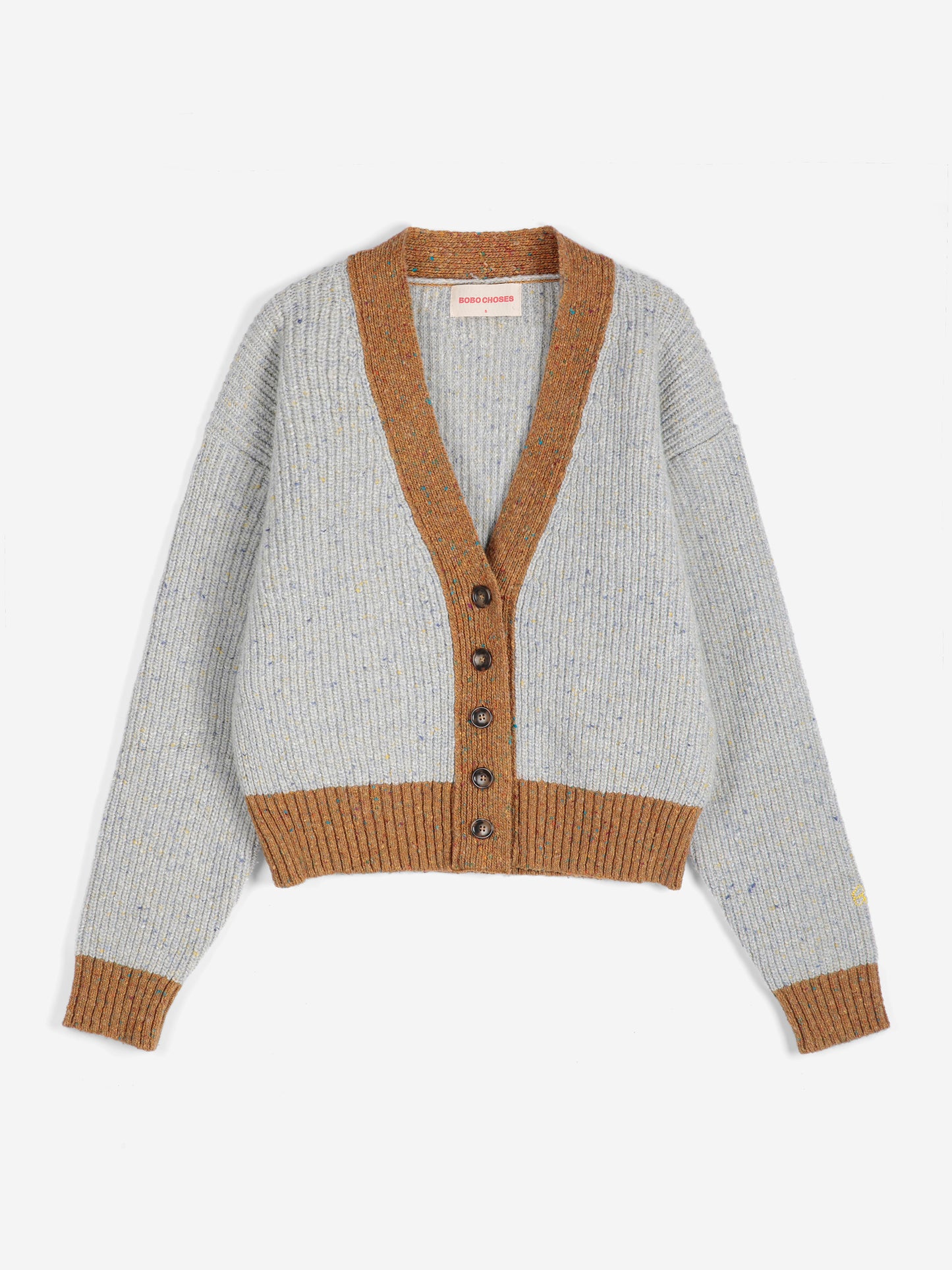 Color block wool blend V-cardigan