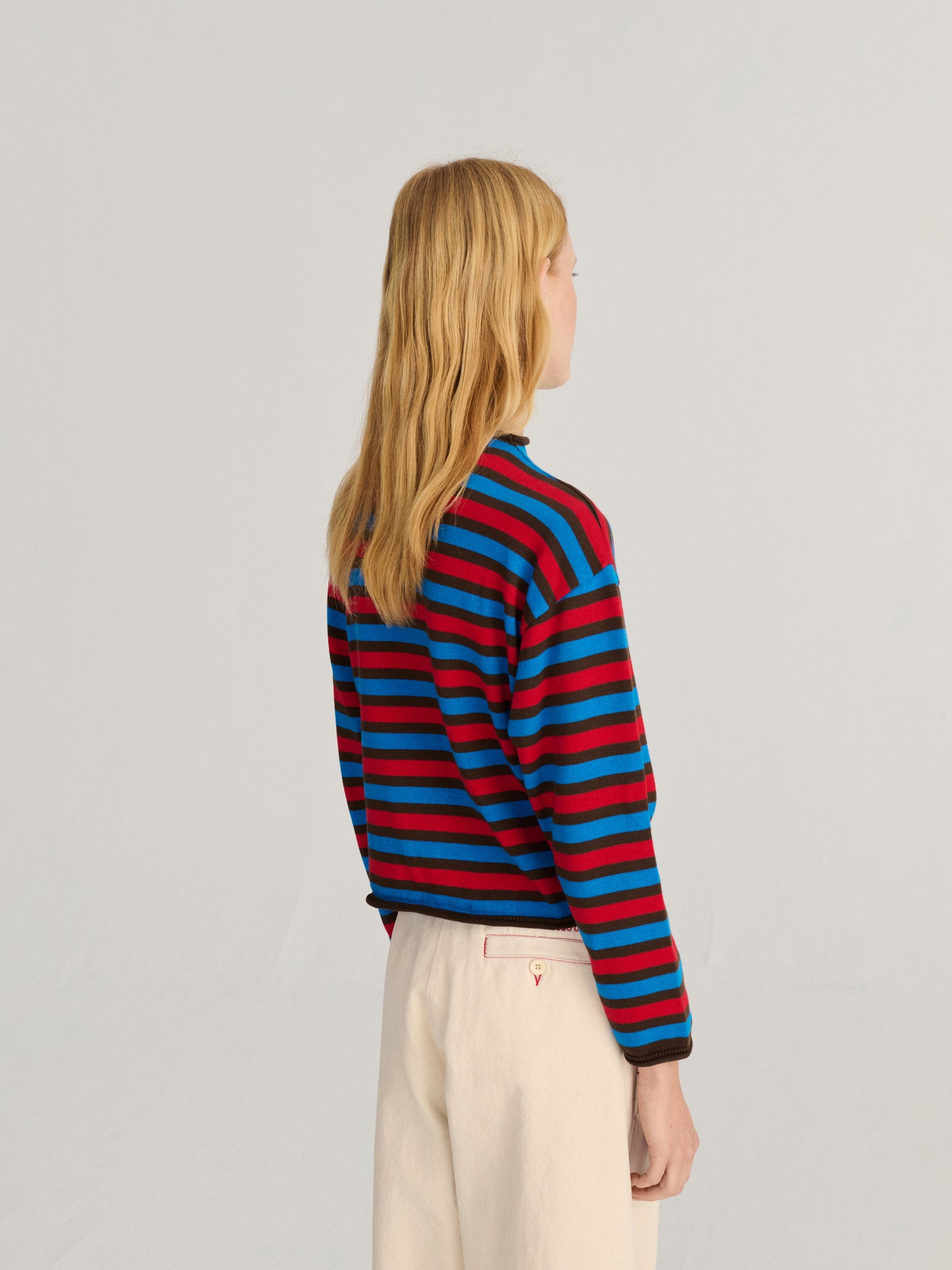 Gestreifte Strickjacke aus Baumwolle