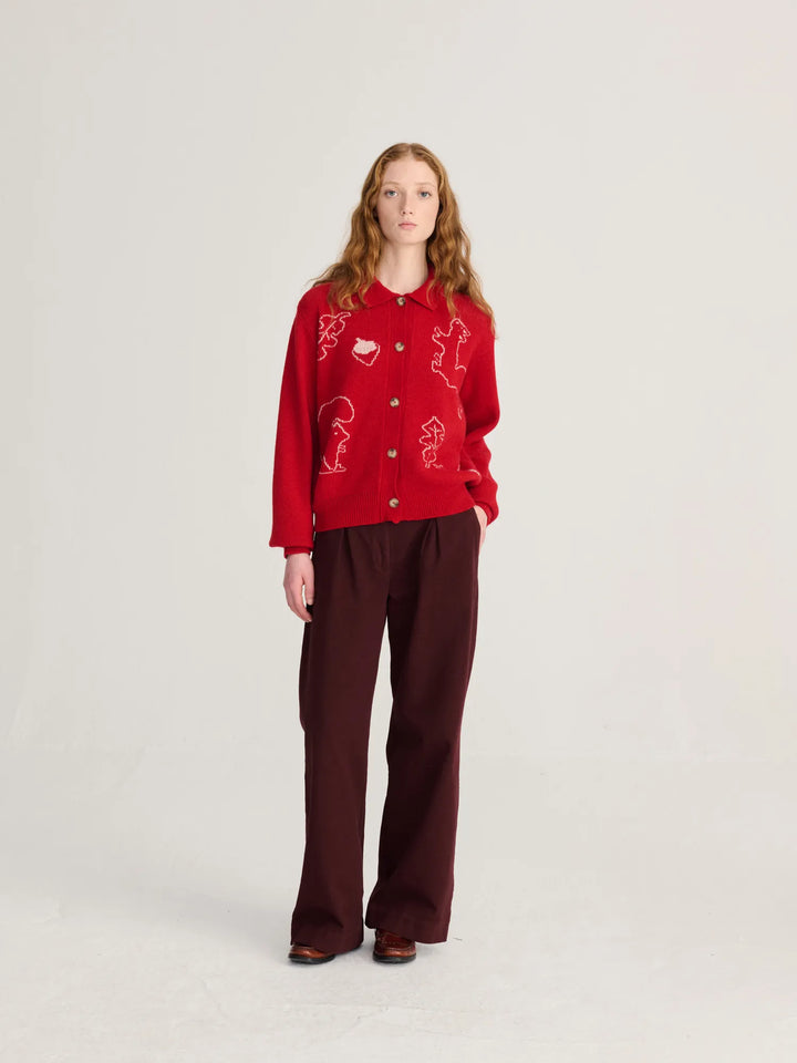 Forest Scene wool blend polo cardigan