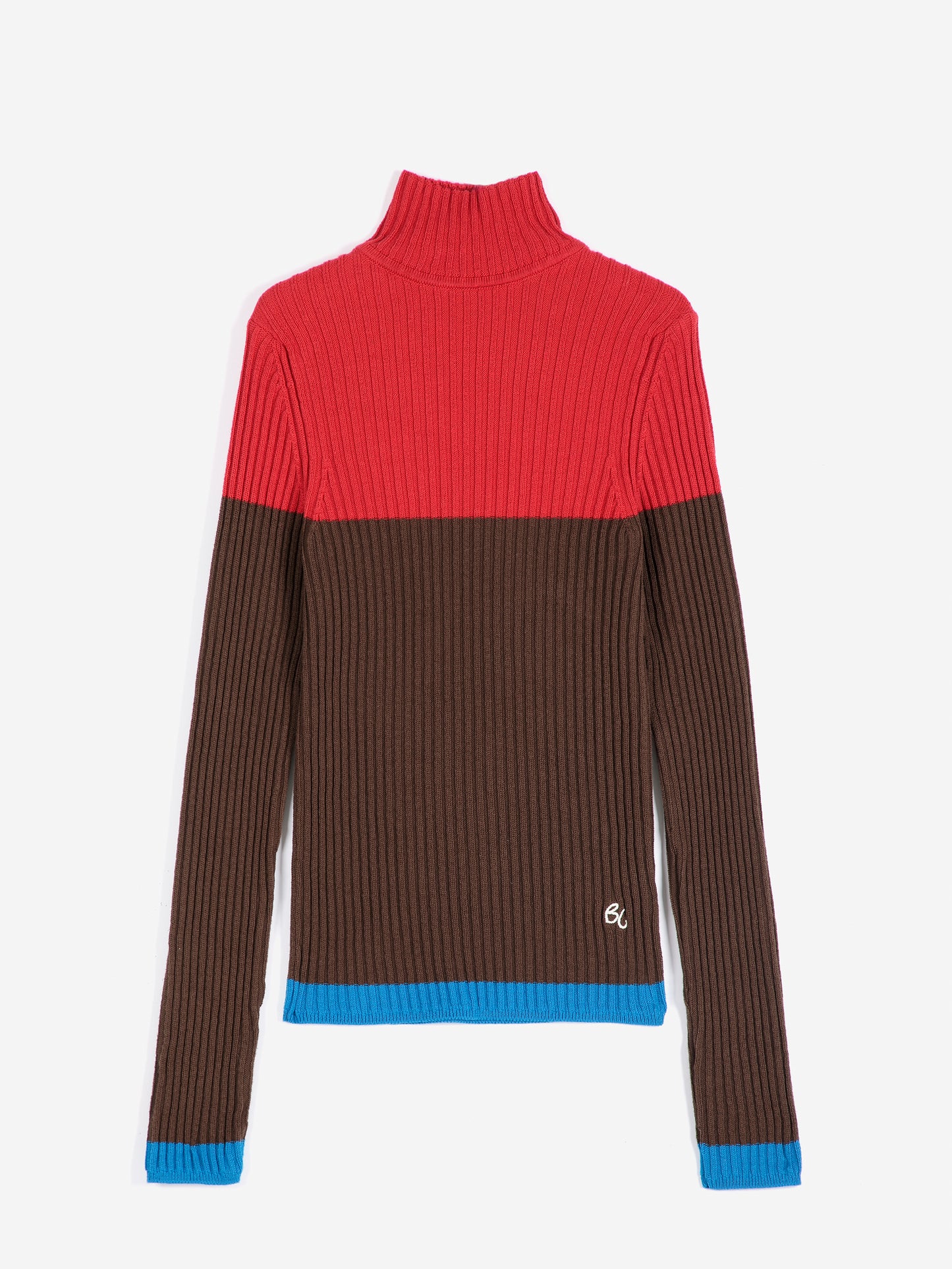 Turtleneck-Pullover aus Baumwolle Color Block