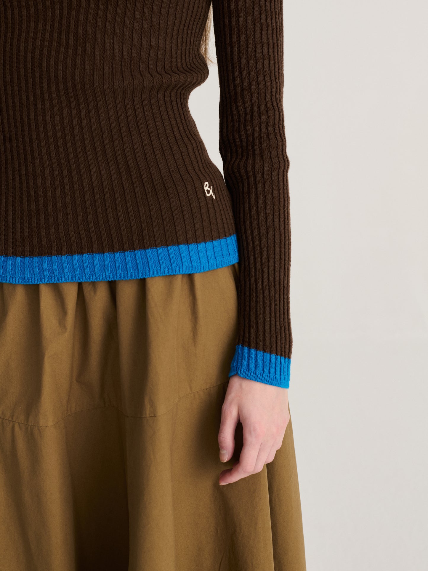 Turtleneck-Pullover aus Baumwolle Color Block