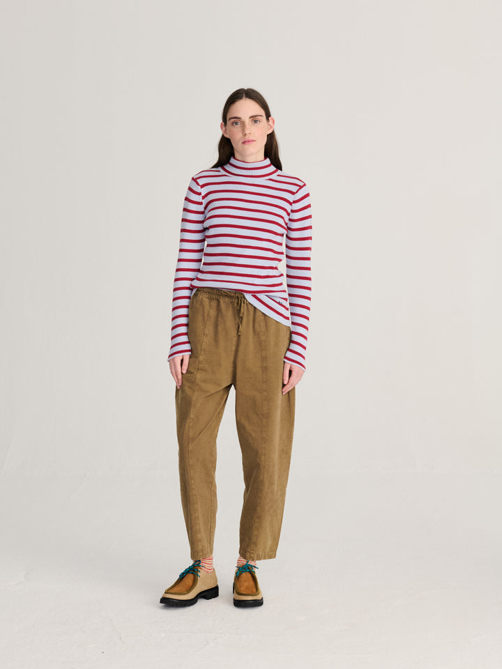 Striped turtleneck wool-cotton jumper