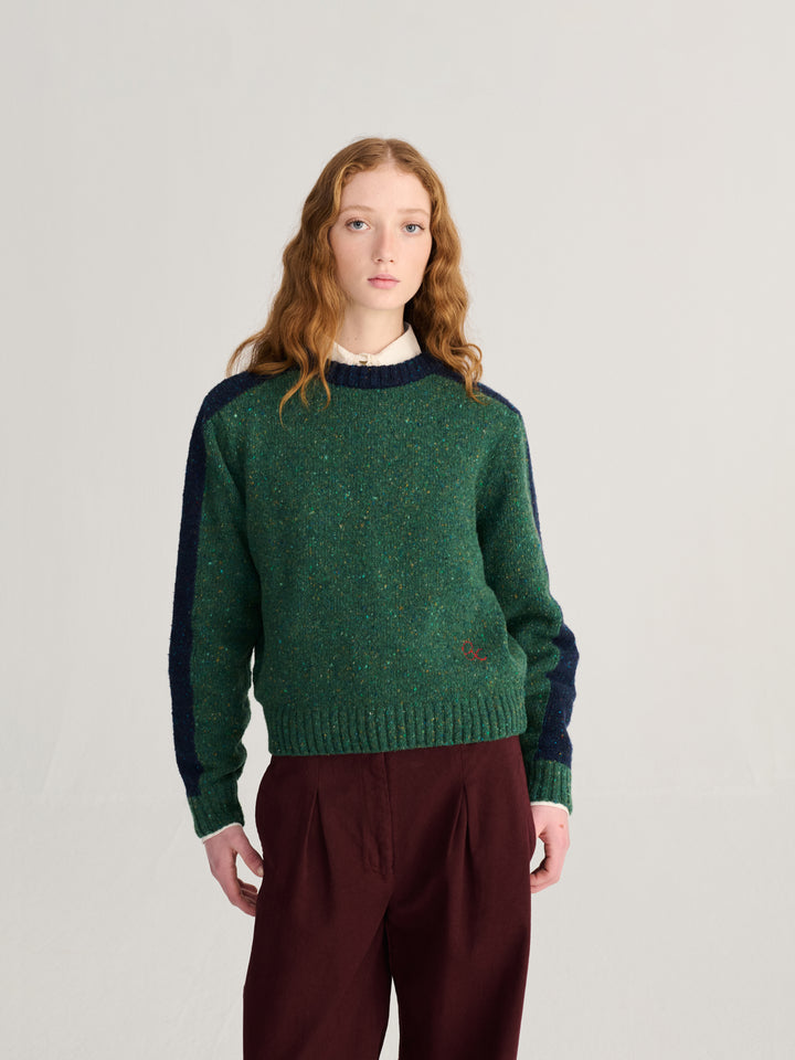 Color block wool blend jumper
