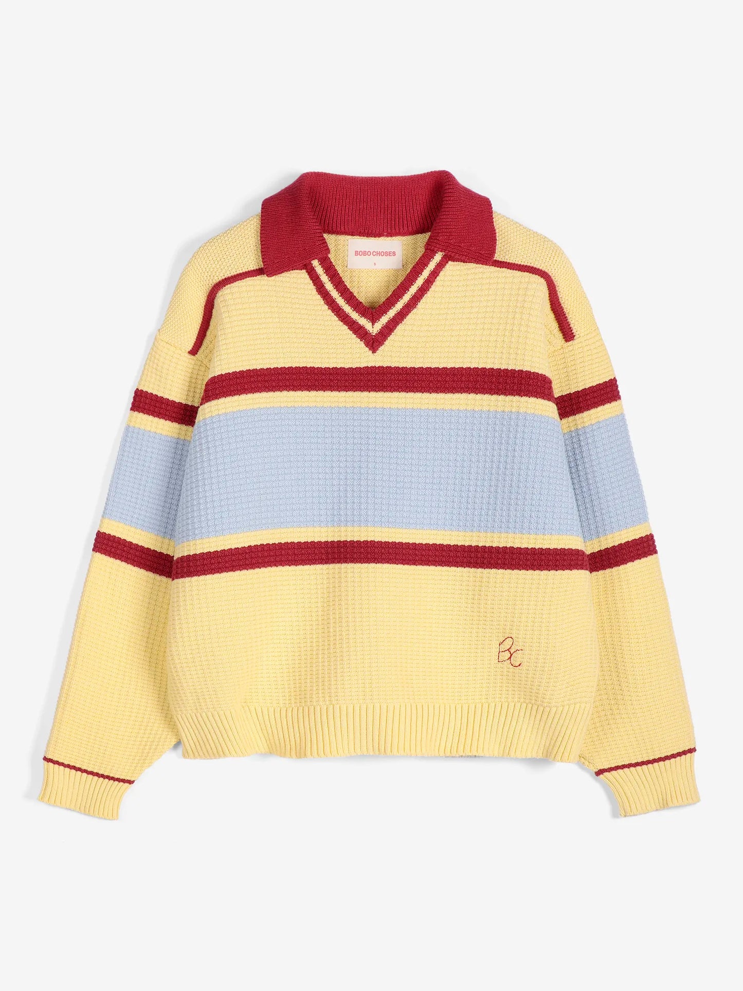 Pull polo structuré en laine et coton