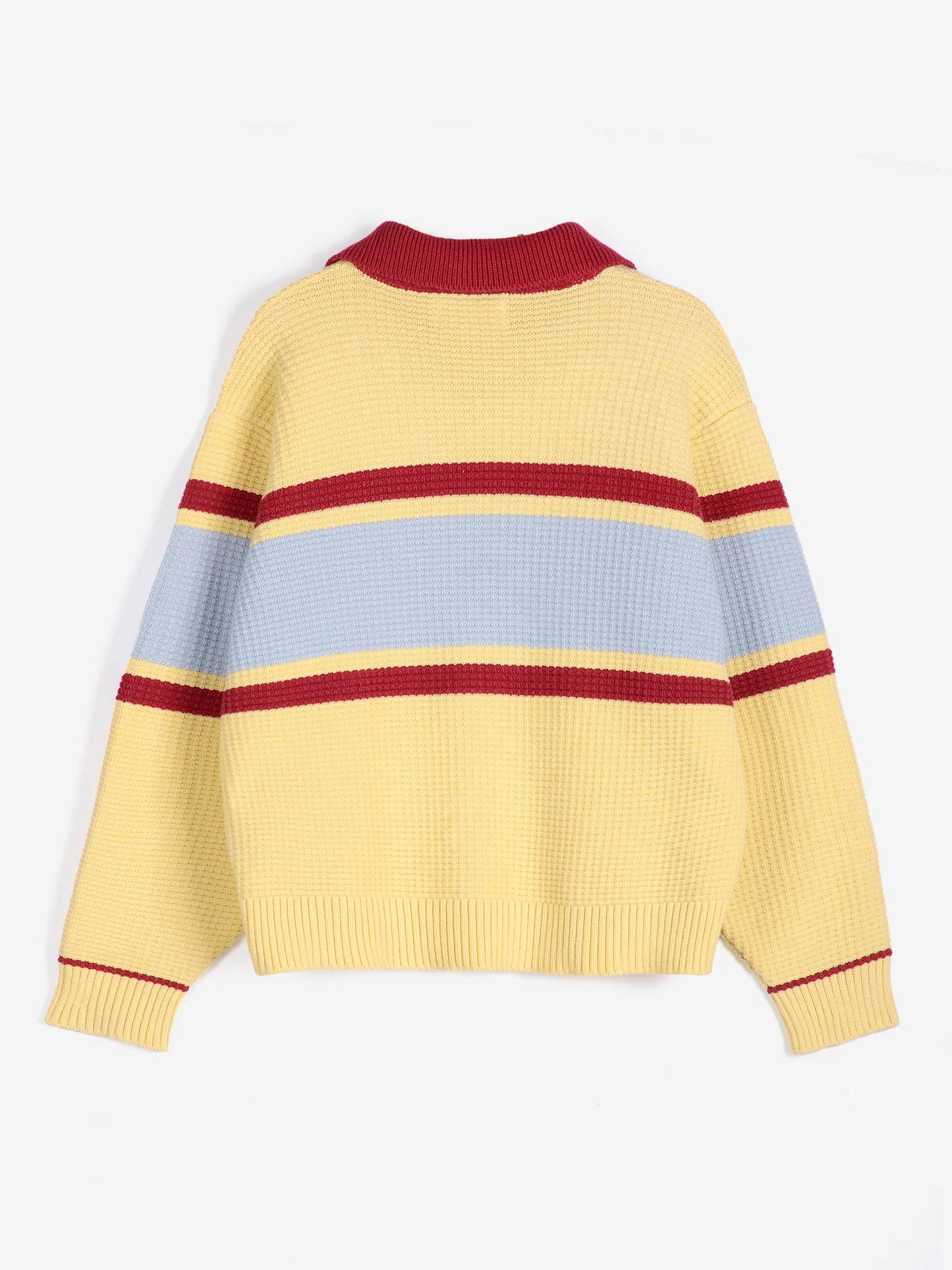 Pull polo structuré en laine et coton