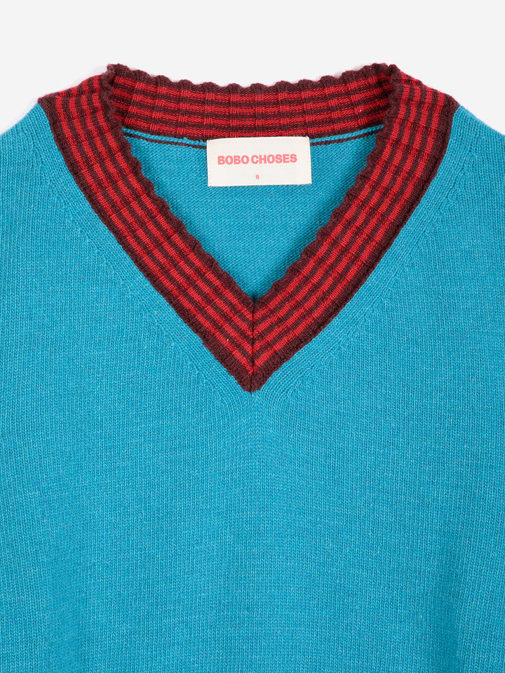 Striped knitted wool blend vest