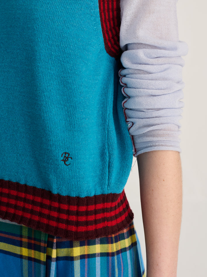 Striped knitted wool blend vest