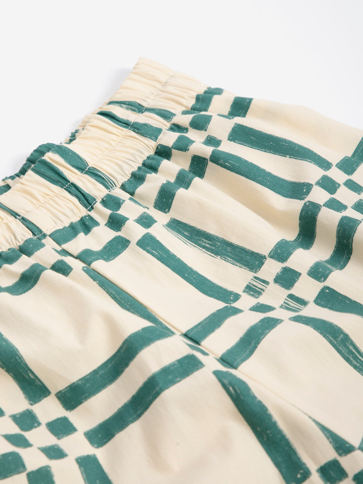 Square all over cotton baggy pants